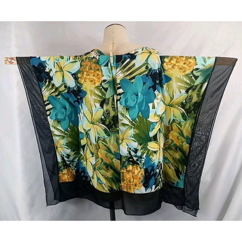 Vintage Suzie Floral Blouse Womens Large Batwing Shirt 90s Fashion Top Tropical - Picture 7 of 11
